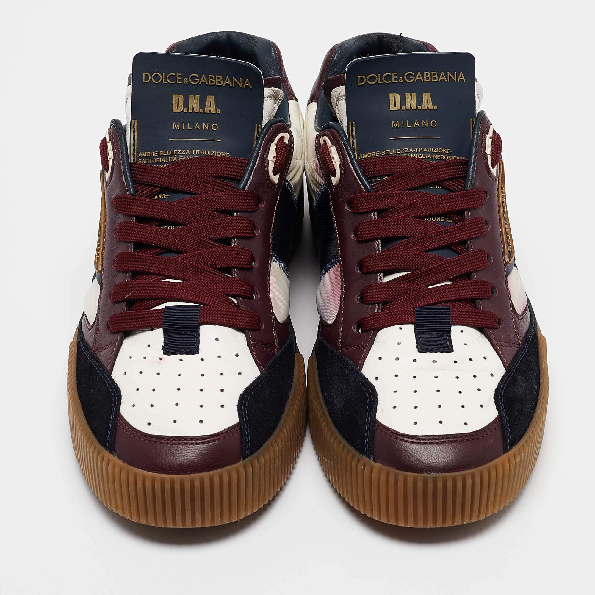 Black Dolce & Gabbana Multicolor Leather and Nylon Lace Up Sneakers Size 40.5 For Sale
