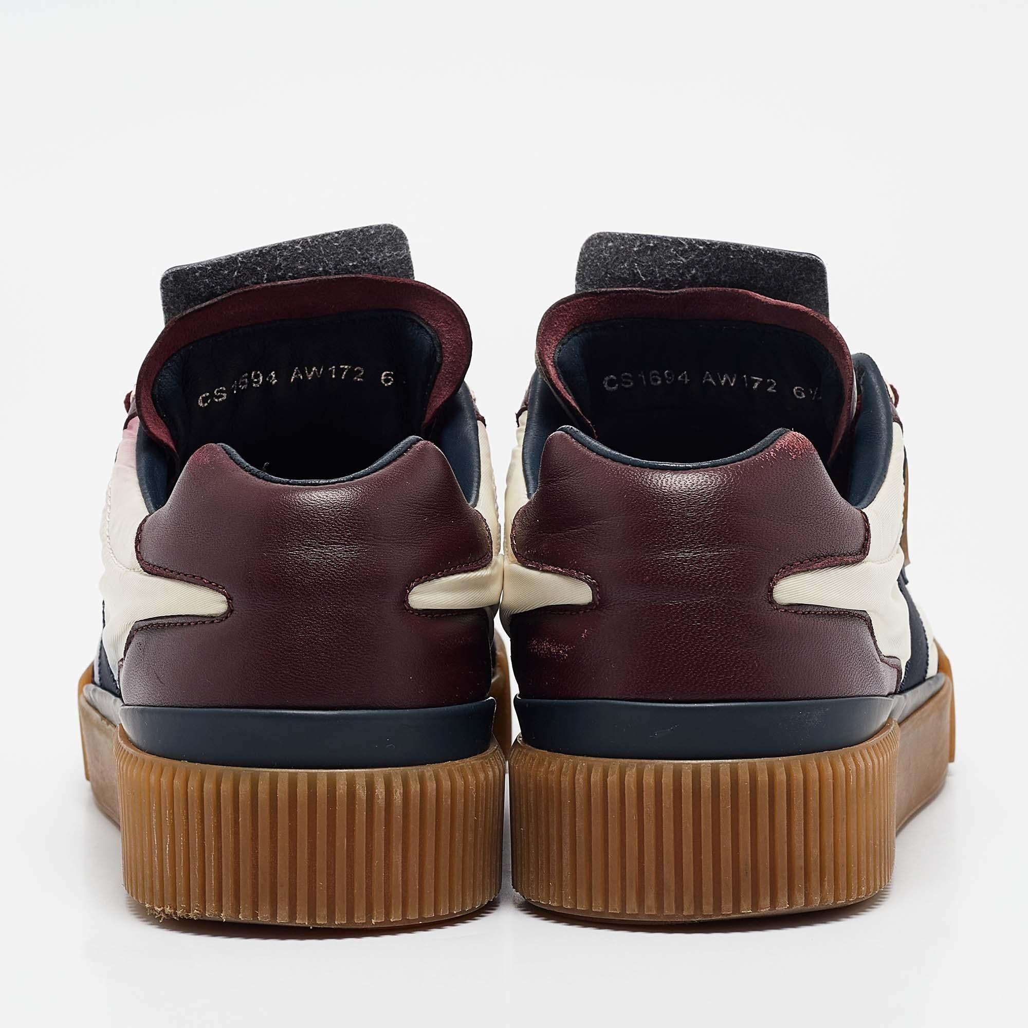 Men's Dolce & Gabbana Multicolor Leather and Nylon Lace Up Sneakers Size 40.5 For Sale