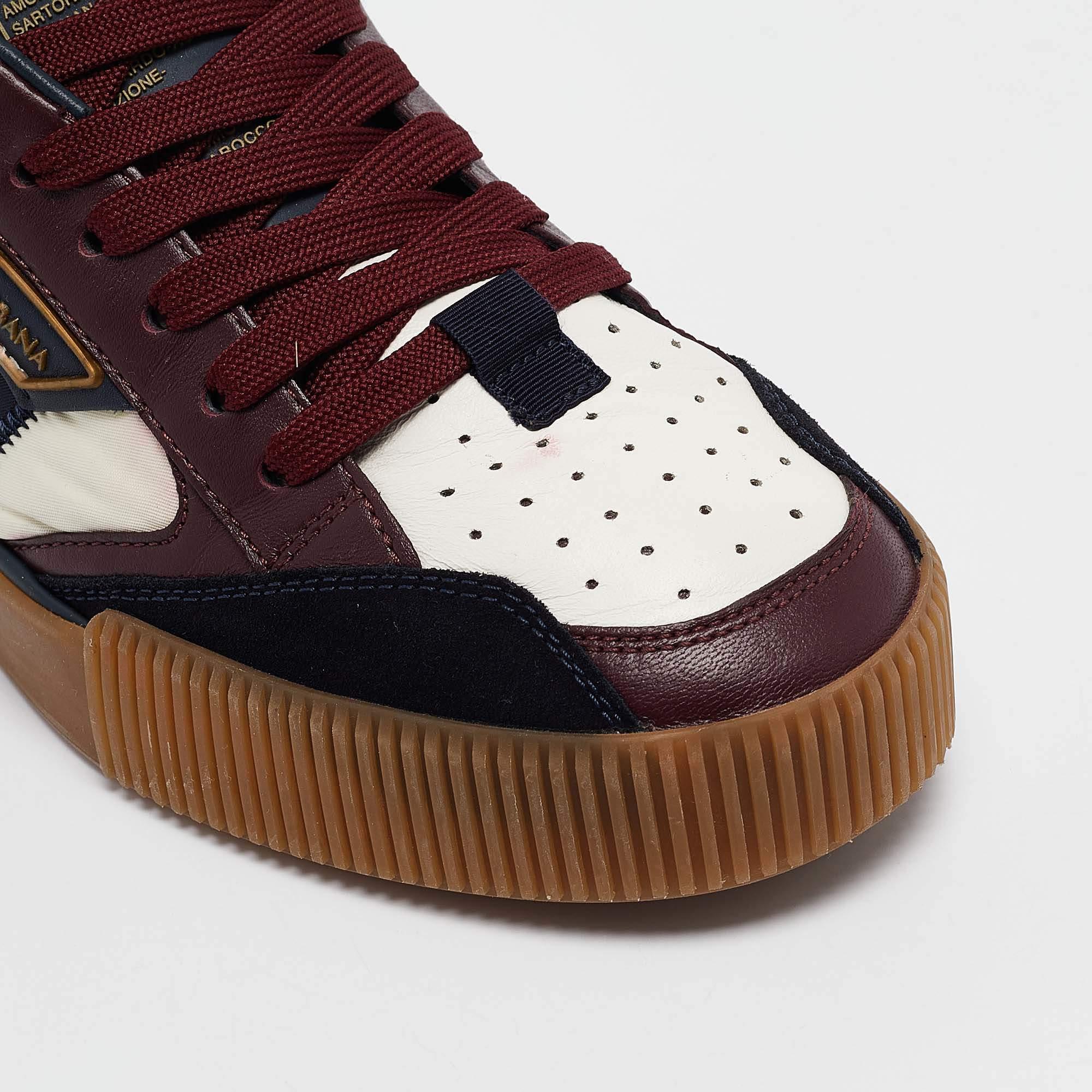Dolce & Gabbana Multicolor Leather and Nylon Lace Up Sneakers Size 40.5 For Sale 2