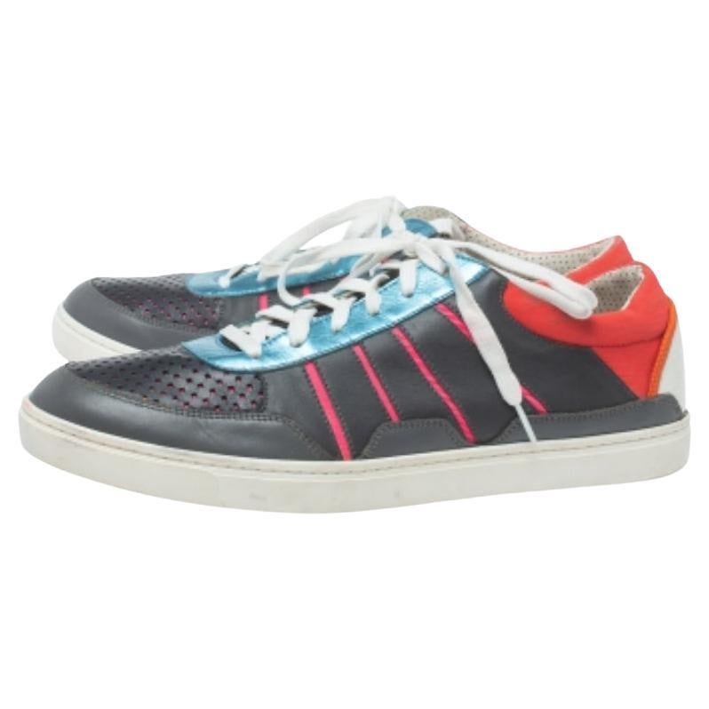 The sneakers are characterized by the perforations on the uppers and have shiny eyestay detailing. The sneakers feature flat laces, the Dolce & Gabbana label on the tongue, and a contrasting heel. The soles are made from rubber that makes the shoes