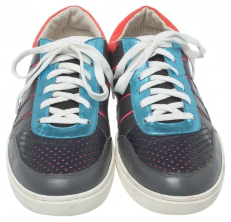 Gray Dolce & Gabbana Multicolor Leather And Nylon Nigeria Sneakers Size 45 For Sale