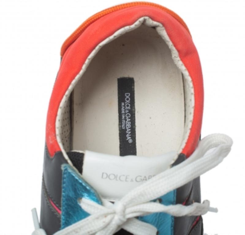 Men's Dolce & Gabbana Multicolor Leather And Nylon Nigeria Sneakers Size 45 For Sale