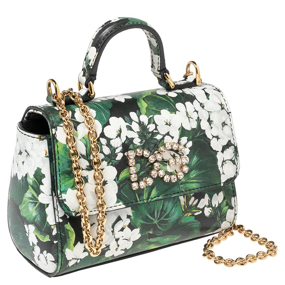 Gray Dolce & Gabbana Multicolor Leather Embellished Chain Bag