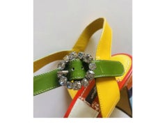 Dolce & Gabbana Multicolor Leather Floral Shoes Sandals Heels Crystals Flowers