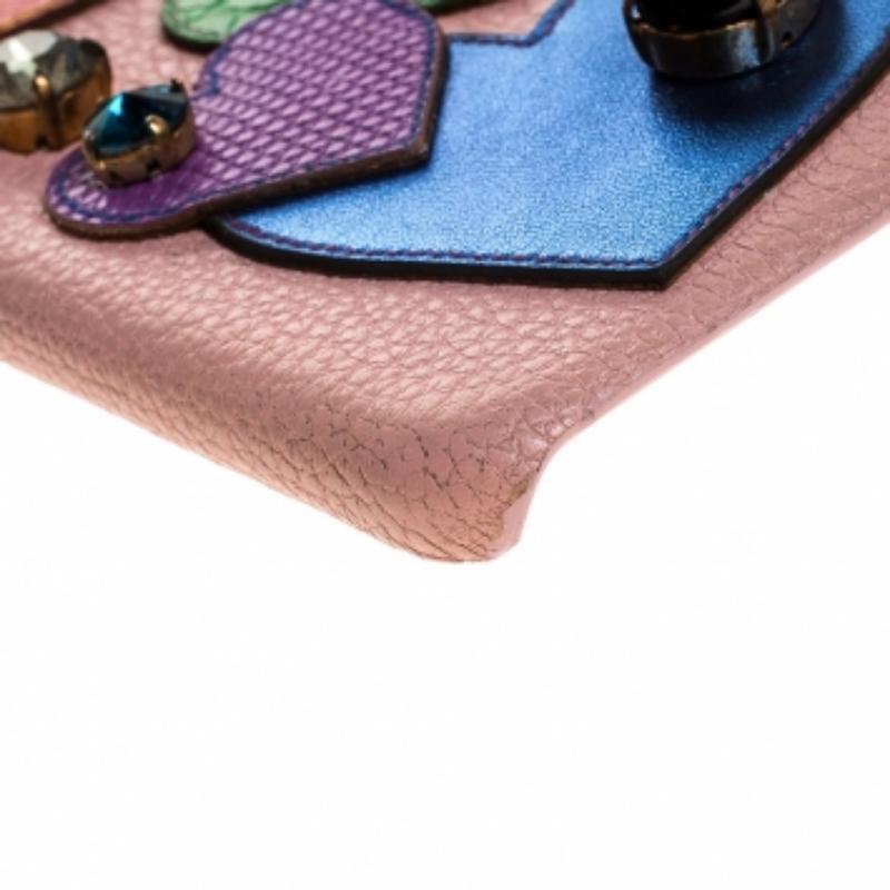 Dolce & Gabbana Mehrfarbiges iPhone 6S Etui aus Leder mit Herzkristallverzierung und Kristallverzierung im Angebot 3