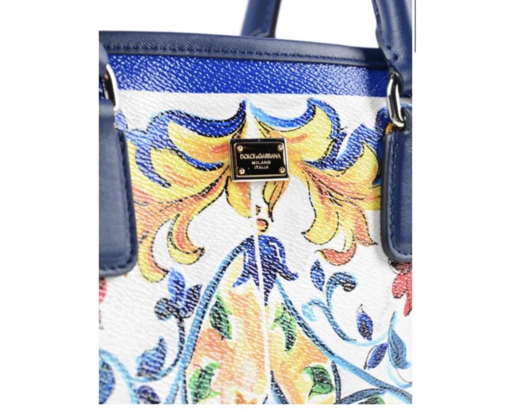 Women's Dolce & Gabbana Multicolor Leather Maiolica Beatrice Handbag Tote Bag Floral