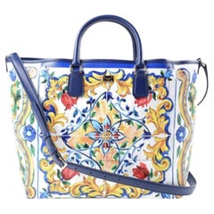 Dolce & Gabbana Multicolor Leather Maiolica Beatrice Handbag Tote Bag Floral