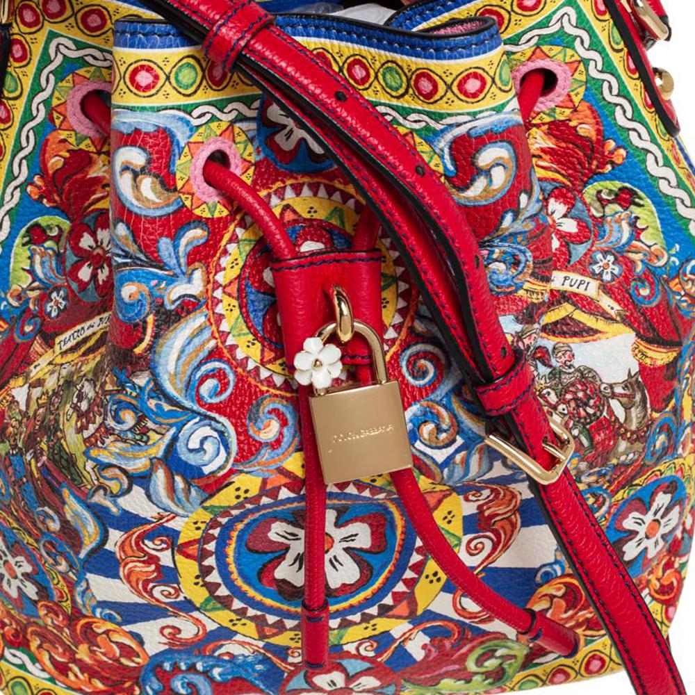 Dolce & Gabbana Multicolor Leather Majolica Bucket Bag 2