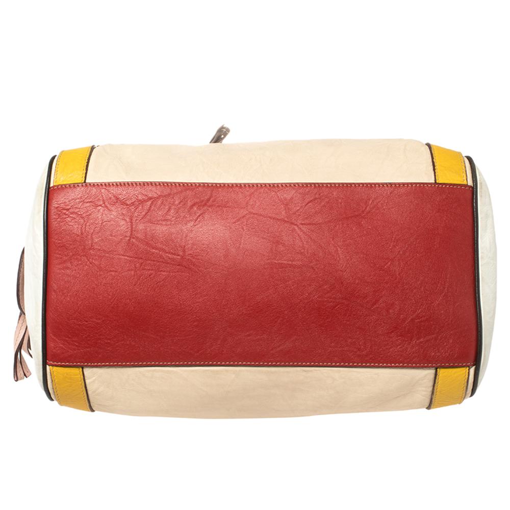 Beige Dolce & Gabbana Multicolor Leather Miss Easy Way Satchel