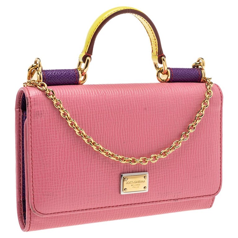 Sicily Small Leather Shoulder Bag in Pink - Dolce Gabbana