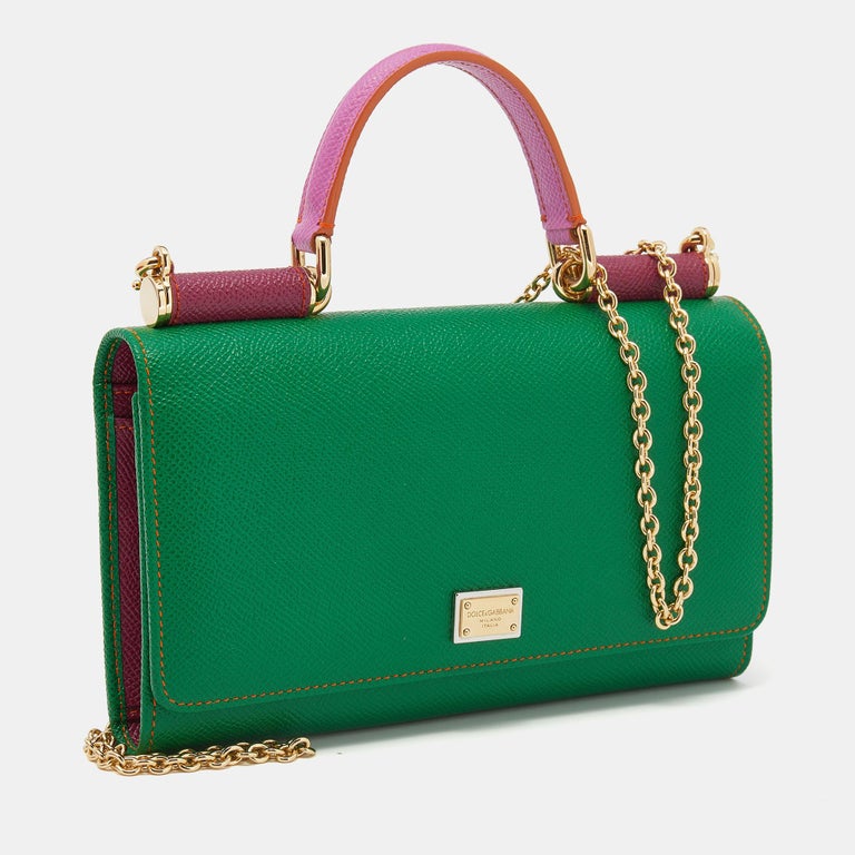 Dolce & Gabbana Small Sicily Bag In Dauphine Calfskin In Green