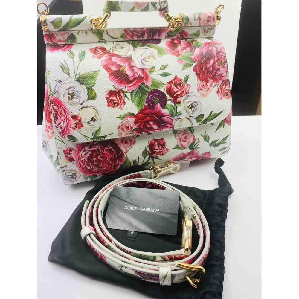 Dolce & Gabbana Bolso de Asa Superior de Piel Multicolor Rosa Peonía Sicilia DG 6