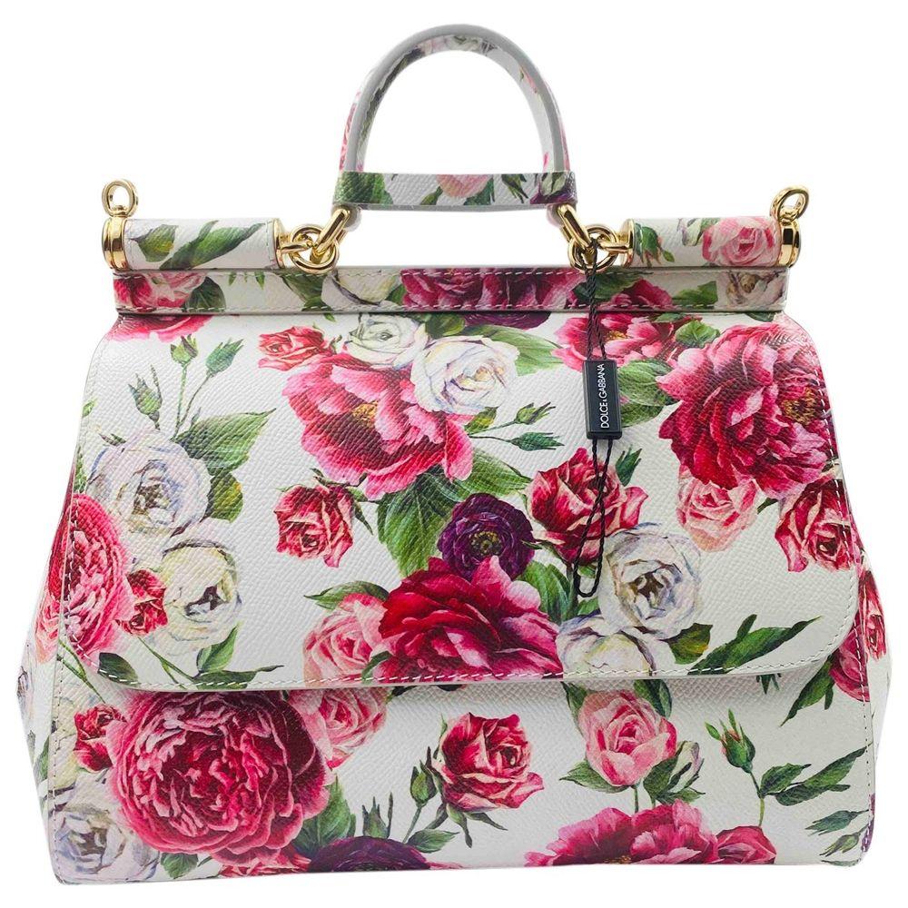 Dolce & Gabbana Bolso de Asa Superior de Piel Multicolor Rosa Peonía Sicilia DG en Nuevo Estado en WELWYN, GB