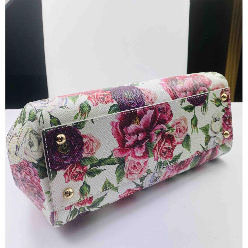 Dolce & Gabbana Bolso de Asa Superior de Piel Multicolor Rosa Peonía Sicilia DG 4