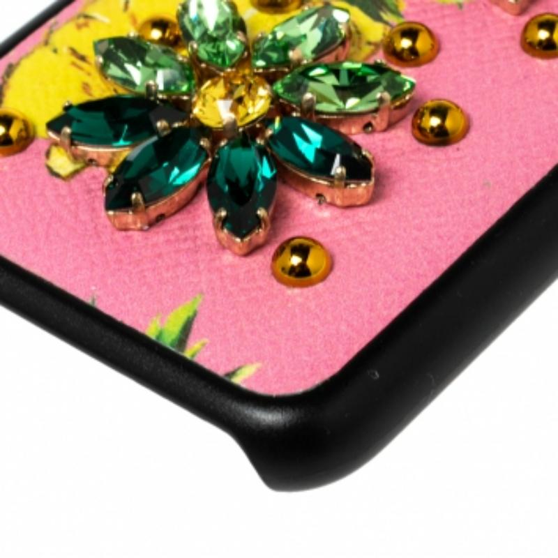 Dolce & Gabbana Multicolor Leather Pineapple Crystal Embellished iPhone 7 Cover For Sale 2