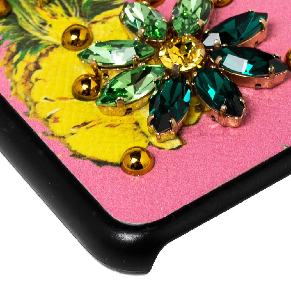 Donna Dolce & Gabbana Cover per iPhone 7 in pelle multicolor con ananas e cristalli
