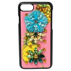Dolce & Gabbana Multicolor Leather Pineapple Crystal Embellished iPhone 7 Cover