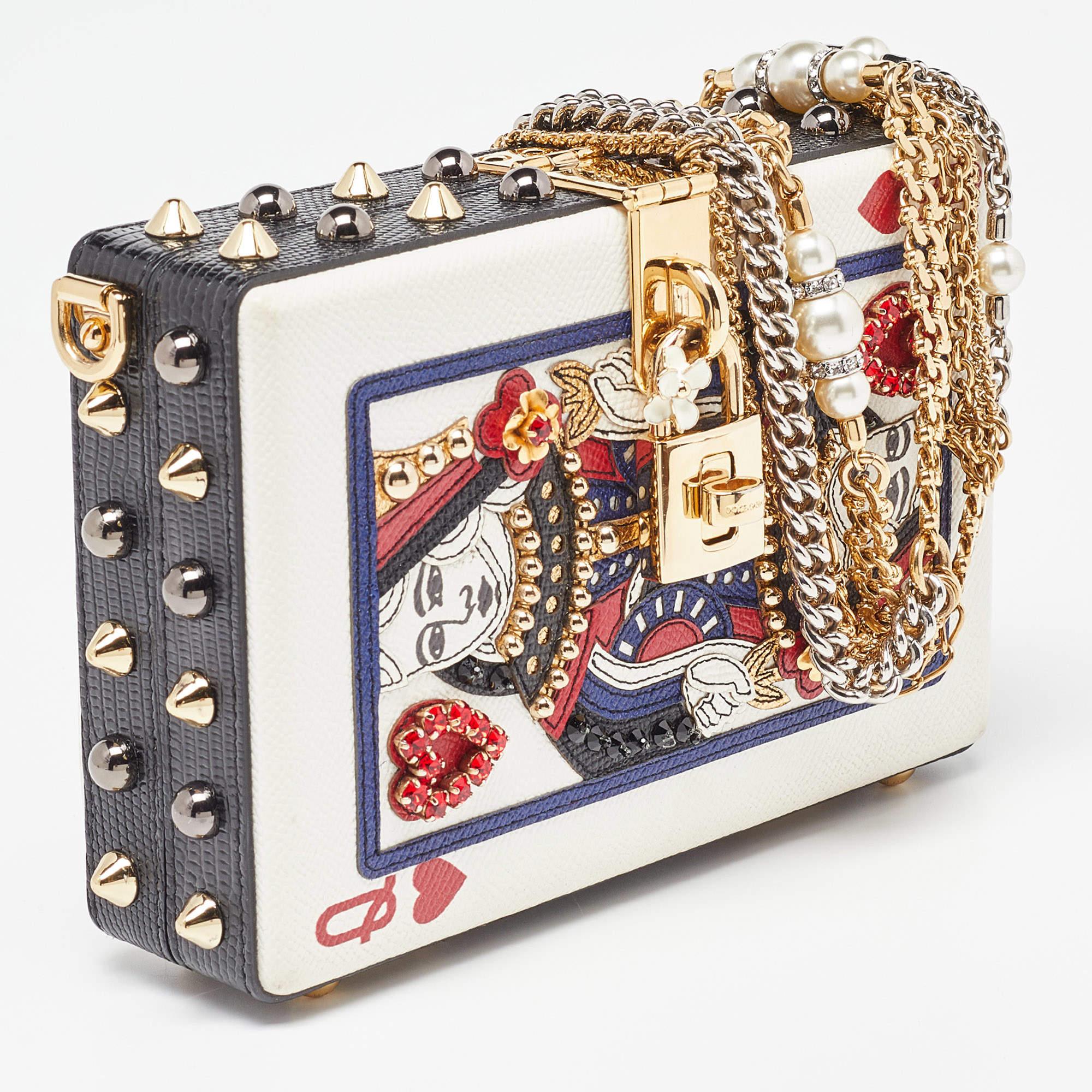 Dolce & Gabbana Multicolor Leather Queen Of Hearts Box Clutch 9