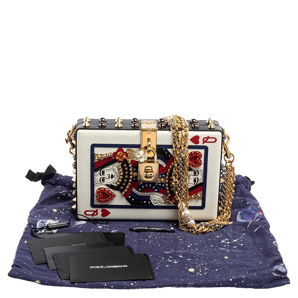 Dolce & Gabbana Multicolor Leather Queen Of Hearts Box Clutch 6