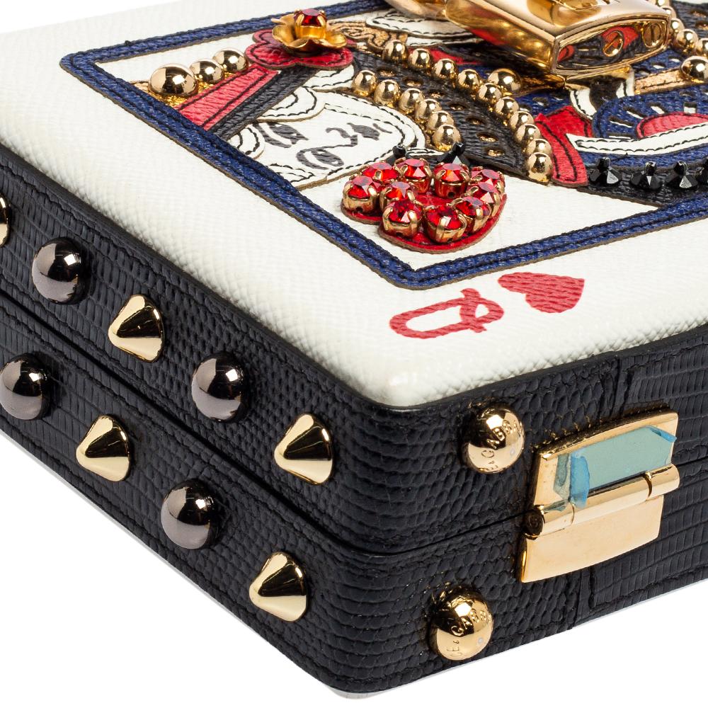Women's Dolce & Gabbana Multicolor Leather Queen Of Hearts Box Clutch