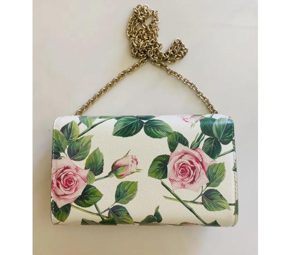 Dolce & Gabbana Multicolor Leather Rose Floral DG Girls Handbag Shoulder Bag  In New Condition In WELWYN, GB