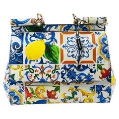 Dolce & Gabbana Multicolor Leather Sicily Maiolica Print Handbag Shoulder Bag 