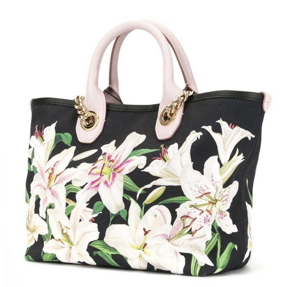Dolce & Gabbana Multicolor Leather White Lily Capri Handbag Tote Bag Floral  In New Condition In WELWYN, GB