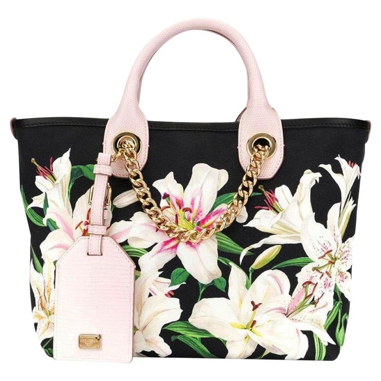 Dolce and Gabbana Multicolor Leather White Lily Capri Handbag Tote Bag ...
