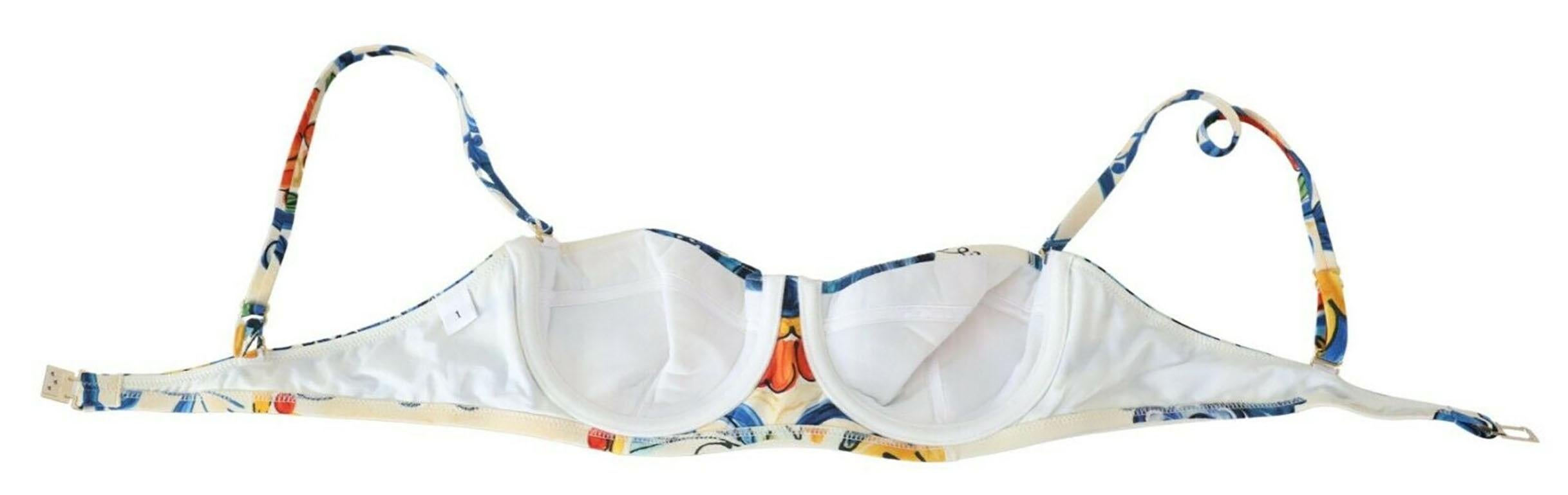 Dolce & Gabbana Multicolor Lemon Majolica Swimsuit Swimwear Bikini Beachwear  In New Condition In WELWYN, GB