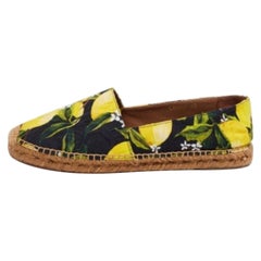 Dolce 
Gabbana Multicolor Lemon Print Fabric Platform Espadrille Flats Size 40