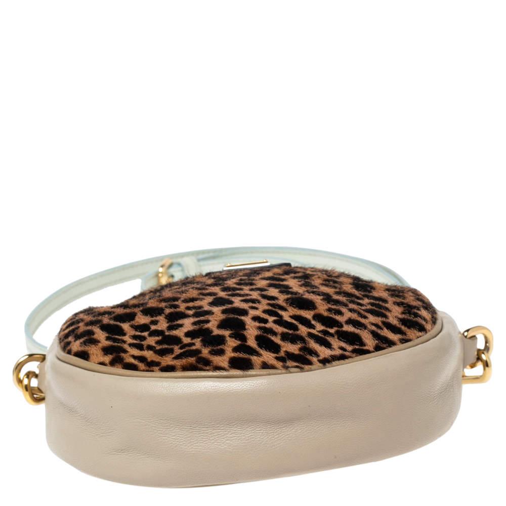 Dolce & Gabbana Multicolor/Leopard Print Calf Hair And Leather Shoulder Bag For Sale 1