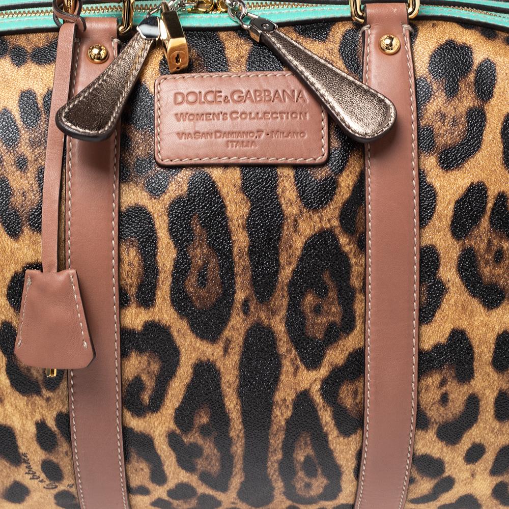 Dolce & Gabbana Multicolor Leopard Print Coated Canvas Miss Escape Duffle Bag 2