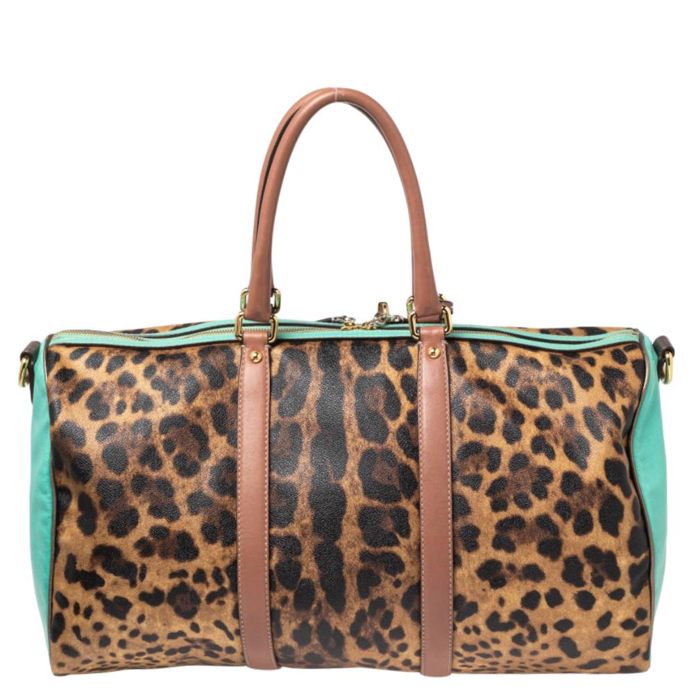 Made from leopard-printed canvas and leather, and housing a smooth fabric-lined interior, this bag can effortlessly be fashioned with travel looks. The excellent craftsmanship of this Dolce & Gabbana piece ensures a brilliant finish and a rich