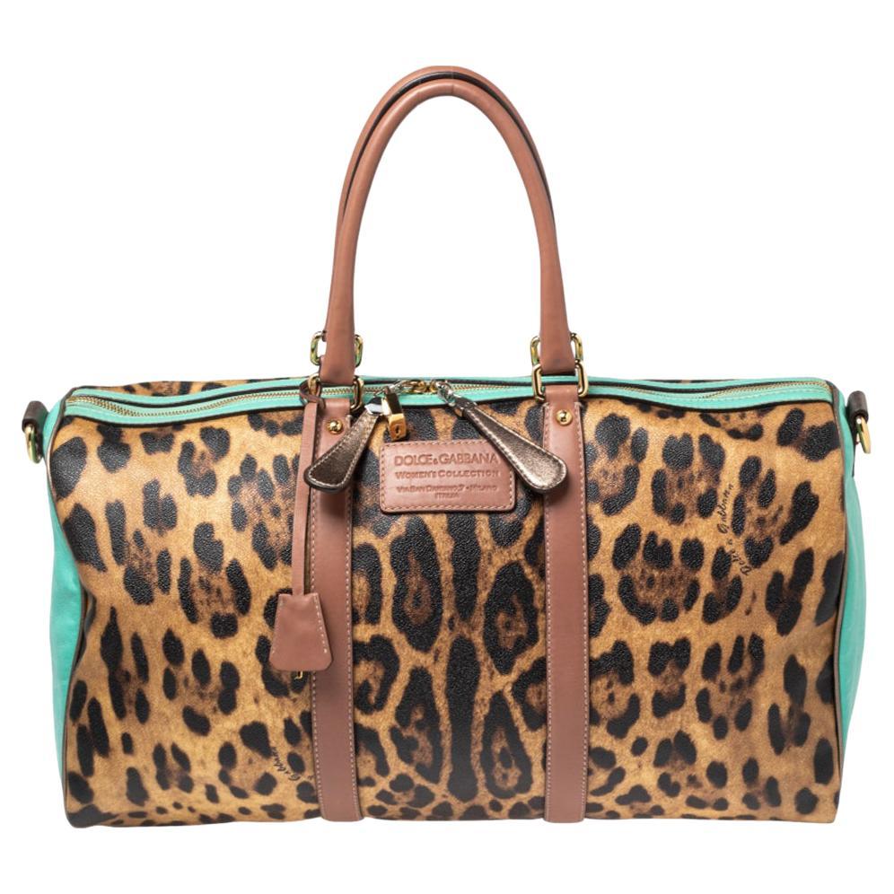 Dolce & Gabbana Multicolor Leopard Print Coated Canvas Miss Escape Duffle Bag