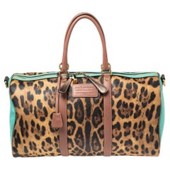 Dolce & Gabbana Miss Escape Duffle Bag aus beschichtetem Segeltuch mit Leopardenmuster, mehrfarbig