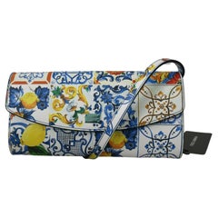 Dolce & Gabbana Multicolor Maiolica Cross Body Clutch Bag Purse Majolica Floral