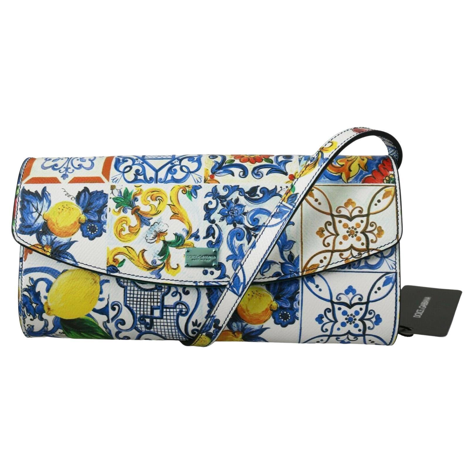 Dolce and Gabbana Multicolor Maiolica Cross Body Clutch Bag Purse