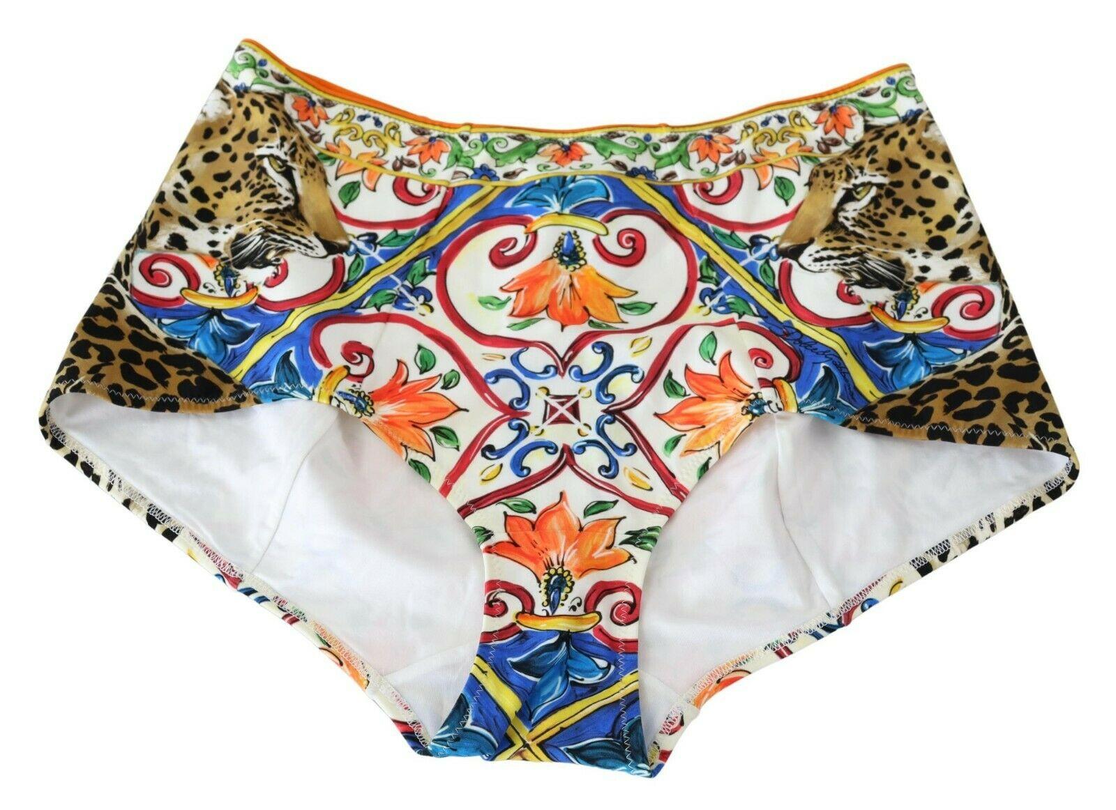 Brown Dolce & Gabbana Multicolor Majolica 2-Piece Swimsuit Swimwear Bikini Beachwear 