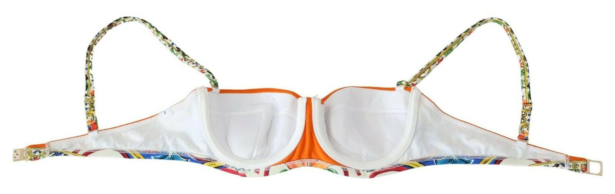 Dolce & Gabbana Multicolor Majolica 2-Piece Swimsuit Swimwear Bikini Beachwear  1