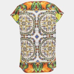Dolce & Gabbana Multicolor Majolica Print Cotton Knit Oversized Blouse M