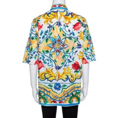 Dolce & Gabbana Multicolor Majolica Print Cotton Oversized Shirt M