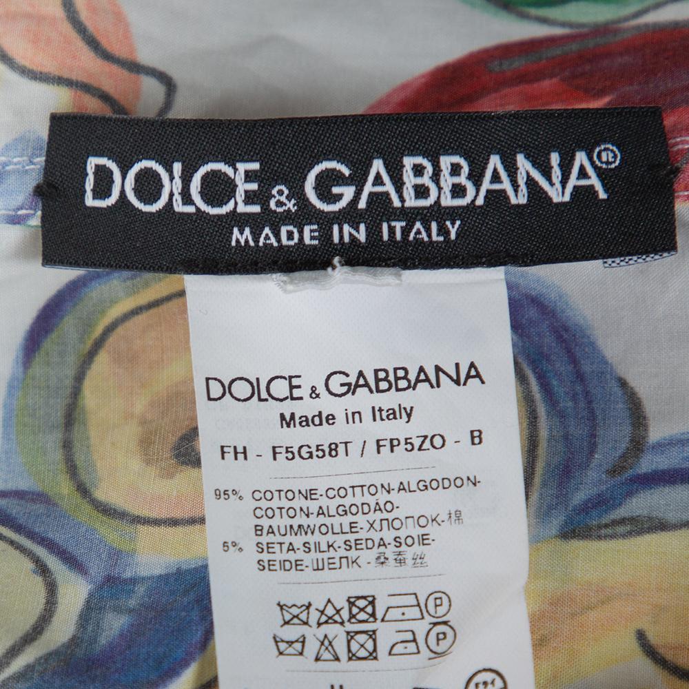 Dolce & Gabbana Multicolor Majolica Print Cotton Oversized Shirt M In Good Condition In Dubai, Al Qouz 2