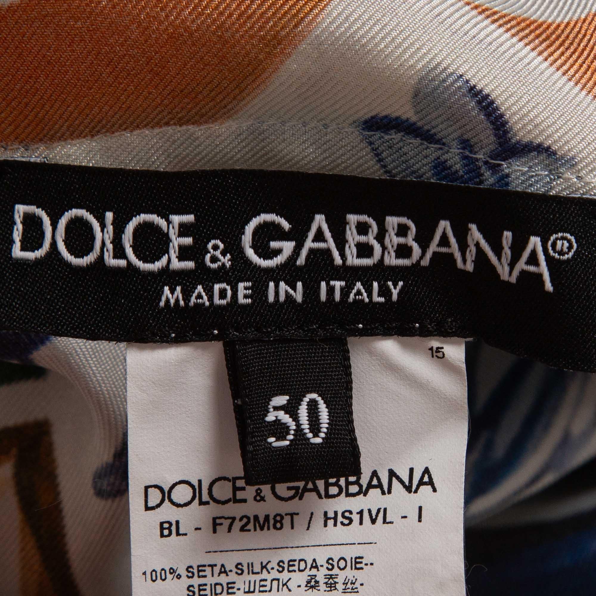 Gray Dolce & Gabbana Multicolor Majolica Printed Top 3XL
