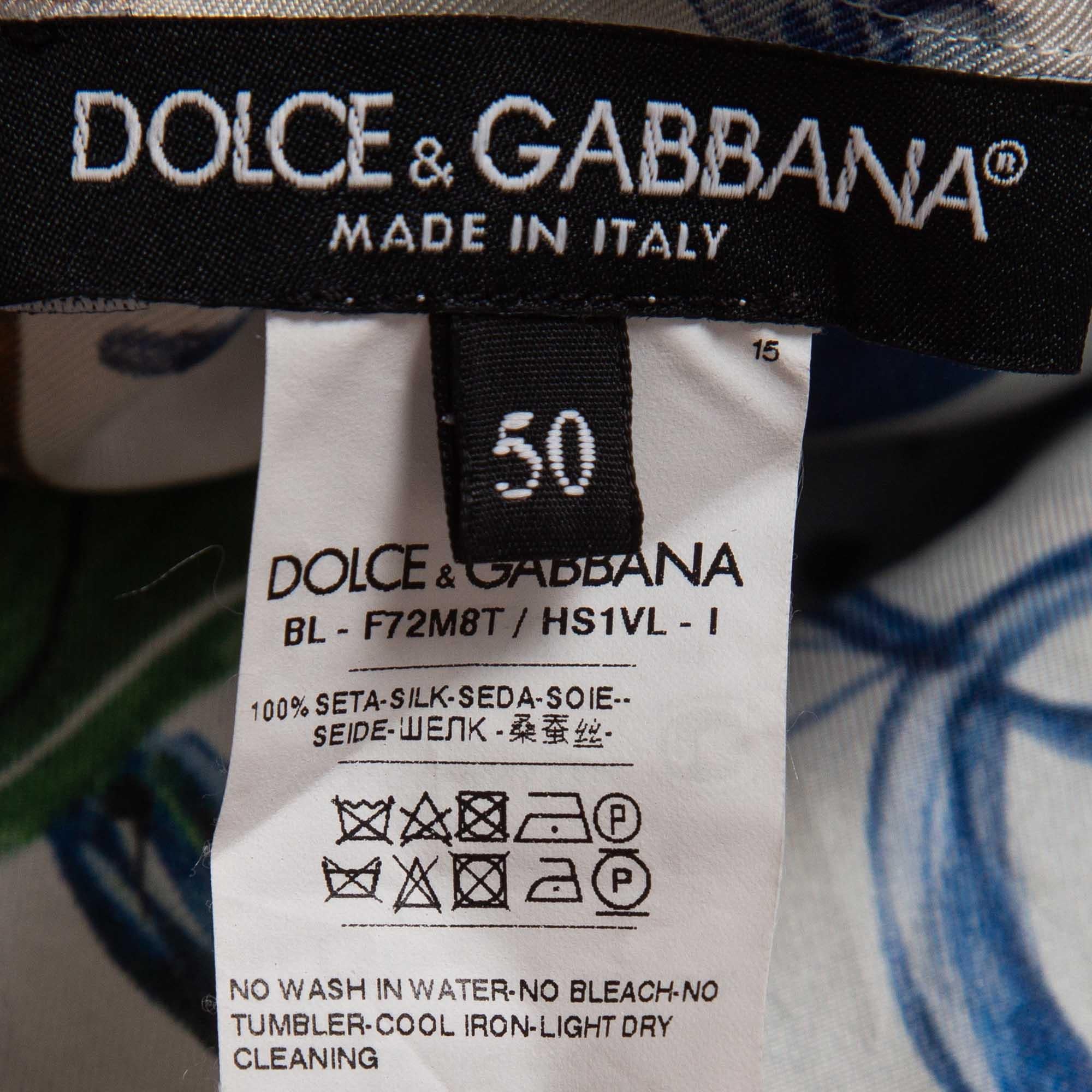 Dolce & Gabbana Multicolor Majolica Printed Top 3XL In Excellent Condition In Dubai, Al Qouz 2