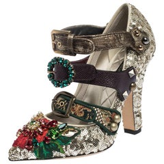 Dolce & Gabbana Multicolor gemischte Medien Kristall Mary Jane Pumps Größe 37