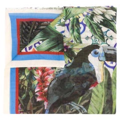 Dolce & Gabbana Multicolor Modal Cashmere Jungle Scarf Bird Flower Tropical D&G