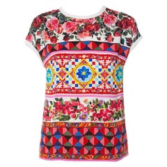 Dolce & Gabbana Multicolor Multiprinted Silk Top S