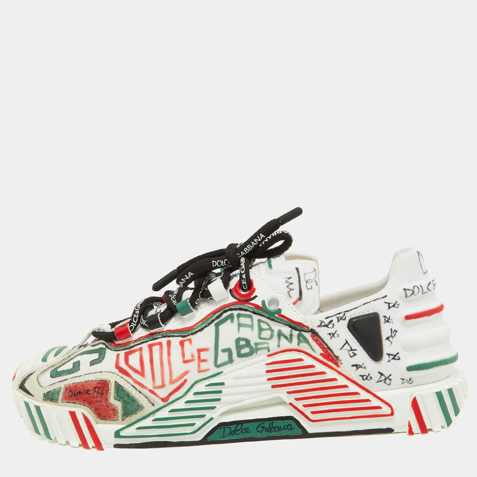 Dolce & Gabbana Multicolor Neoprene and Suede Miami Ns1 Low Top Sneakers Size 38 For Sale 4