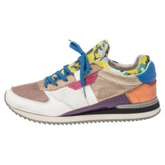 Dolce & Gabbana Multicolor Patchwork Leather And Fabric Low Top Sneakers Size 41
