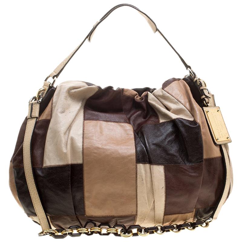 Dolce & Gabbana Multicolor Patchwork Leather Miss Night and Day Hobo For Sale